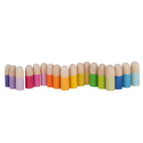 Maxbell 18x Wood Peg Dolls Preschool Learning Fine Motor Skill Toys for Kids Painted Style A