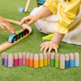 Maxbell 18x Wood Peg Dolls Preschool Learning Fine Motor Skill Toys for Kids Painted Style A