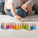 Maxbell 18x Wood Peg Dolls Preschool Learning Fine Motor Skill Toys for Kids Painted Style A