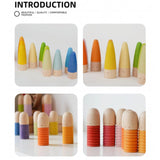 Maxbell 18x Wood Peg Dolls Preschool Learning Fine Motor Skill Toys for Kids Painted Style A