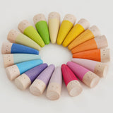 Maxbell 18x Wood Peg Dolls Preschool Learning Fine Motor Skill Toys for Kids Painted Style B