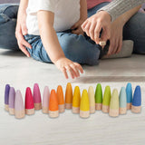 Maxbell 18x Wood Peg Dolls Preschool Learning Fine Motor Skill Toys for Kids Painted Style B