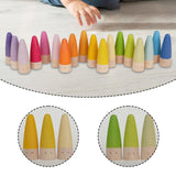 Maxbell 18x Wood Peg Dolls Preschool Learning Fine Motor Skill Toys for Kids Painted Style B