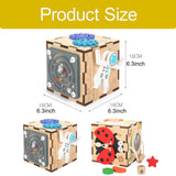 Maxbell Kids Activity Cube Wooden Sensory Toy for 1 2 3 Year Old Boys Girls Children Astronaut