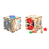 Maxbell Kids Activity Cube Wooden Sensory Toy for 1 2 3 Year Old Boys Girls Children Astronaut