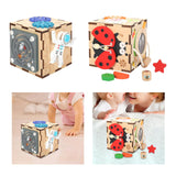 Maxbell Kids Activity Cube Wooden Sensory Toy for 1 2 3 Year Old Boys Girls Children Astronaut