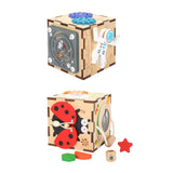 Maxbell Kids Activity Cube Wooden Sensory Toy for 1 2 3 Year Old Boys Girls Children Astronaut