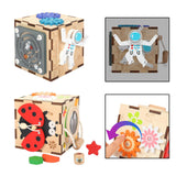 Maxbell Kids Activity Cube Wooden Sensory Toy for 1 2 3 Year Old Boys Girls Children Astronaut
