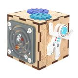 Maxbell Kids Activity Cube Wooden Sensory Toy for 1 2 3 Year Old Boys Girls Children Astronaut