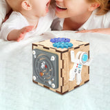 Maxbell Kids Activity Cube Wooden Sensory Toy for 1 2 3 Year Old Boys Girls Children Astronaut