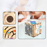 Maxbell Kids Activity Cube Wooden Sensory Toy for 1 2 3 Year Old Boys Girls Children Astronaut