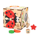 Maxbell Kids Activity Cube Wooden Sensory Toy for 1 2 3 Year Old Boys Girls Children Ladybug