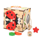 Maxbell Kids Activity Cube Wooden Sensory Toy for 1 2 3 Year Old Boys Girls Children Ladybug