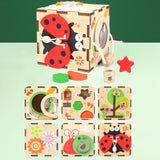 Maxbell Kids Activity Cube Wooden Sensory Toy for 1 2 3 Year Old Boys Girls Children Ladybug