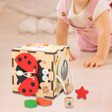 Maxbell Kids Activity Cube Wooden Sensory Toy for 1 2 3 Year Old Boys Girls Children Ladybug