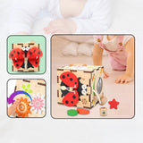 Maxbell Kids Activity Cube Wooden Sensory Toy for 1 2 3 Year Old Boys Girls Children Ladybug