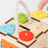 Maxbell Wooden Activity Cube Developmental Learning Toy for Toddlers Kids Boys Girls