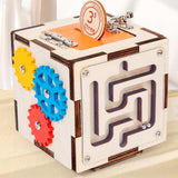 Maxbell Wooden Activity Cube Developmental Learning Toy for Toddlers Kids Boys Girls