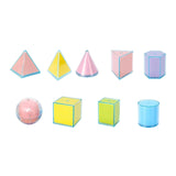 Maxbell 9Pcs 3D Geometric Solids Folding Geometric Shapes for Elementary School Kids