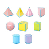 Maxbell 9Pcs 3D Geometric Solids Folding Geometric Shapes for Elementary School Kids