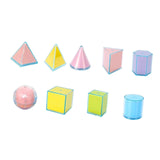 Maxbell 9Pcs 3D Geometric Solids Folding Geometric Shapes for Elementary School Kids
