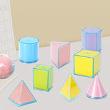 Maxbell 9Pcs 3D Geometric Solids Folding Geometric Shapes for Elementary School Kids
