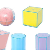 Maxbell 9Pcs 3D Geometric Solids Folding Geometric Shapes for Elementary School Kids