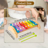 Maxbell 8 Tone Wood Xylophone Hand Knock Piano Toy for Concert Music Lessons Outside