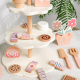 Maxbell Wooden Tea Party Set Wooden Toys Kitchen Playset Pretend Play Girls Children