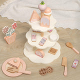 Maxbell Wooden Tea Party Set Wooden Toys Kitchen Playset Pretend Play Girls Children