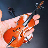 Maxbell Miniature Cello with Stand Wooden Housewarming Gift for Music Room Home Desk 20cm
