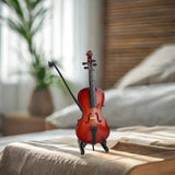 Maxbell Miniature Cello with Stand Wooden Housewarming Gift for Music Room Home Desk 20cm