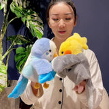 Maxbell Parrot Hand Puppet 20cm Stuffed Animal for Telling Story Preschool Role Play Yellow and Gray
