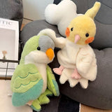 Maxbell Parrot Hand Puppet 20cm Stuffed Animal for Telling Story Preschool Role Play Yellow and White