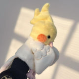 Maxbell Parrot Hand Puppet 20cm Stuffed Animal for Telling Story Preschool Role Play Yellow and White