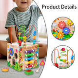 Maxbell Wooden Activity Cube Toy Shape Matching Track Movement Early Educational Toy