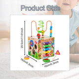 Maxbell Wooden Activity Cube Toy Shape Matching Track Movement Early Educational Toy