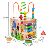 Maxbell Wooden Activity Cube Toy Shape Matching Track Movement Early Educational Toy