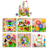 Maxbell Wooden Activity Cube Toy Shape Matching Track Movement Early Educational Toy