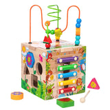 Maxbell Wooden Activity Cube Toy Shape Matching Track Movement Early Educational Toy