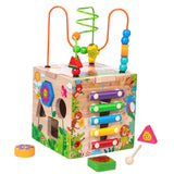 Maxbell Wooden Activity Cube Toy Shape Matching Track Movement Early Educational Toy