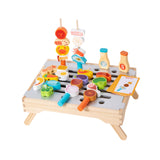 Maxbell Wooden Barbecue Grill Set Fun BBQ Play Grill for Children Kids Holiday Gifts