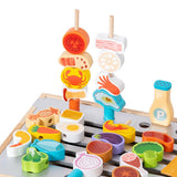 Maxbell Wooden Barbecue Grill Set Fun BBQ Play Grill for Children Kids Holiday Gifts