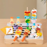 Maxbell Wooden Barbecue Grill Set Fun BBQ Play Grill for Children Kids Holiday Gifts
