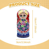 Maxbell 7 Pieces Nesting Doll Wood Stacking Nested Set for Gift Room Home Decoration blue