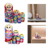 Maxbell 7 Pieces Nesting Doll Wood Stacking Nested Set for Gift Room Home Decoration blue