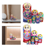Maxbell 7 Pieces Nesting Doll Wood Stacking Nested Set for Gift Room Home Decoration blue