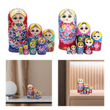 Maxbell 7 Pieces Nesting Doll Wood Stacking Nested Set for Gift Room Home Decoration blue