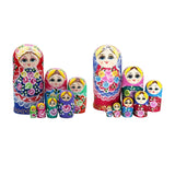 Maxbell 7 Pieces Nesting Doll Wood Stacking Nested Set for Gift Room Home Decoration blue