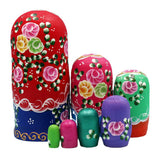 Maxbell 7 Pieces Nesting Doll Wood Stacking Nested Set for Gift Room Home Decoration blue